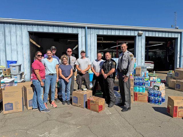 the community rallied together and donated over four tons of emergency supplies to help with hurricane helene relief the items were dropped off at the first baptist church in kahoka loaded up in a u-haul by volunteers and delivered to north carolina by jennifer kauth and connie gutting the donated supplies were delivered to troop f highway patrol to be distributed to those in need